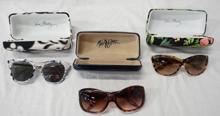 2 VERA BRADLEY & 1 MAUI JIM SUNGLASSES WITH CASES: 2 VERA BRADLEY & 1 MAUI JIM SUNGLASSES WITH CASES