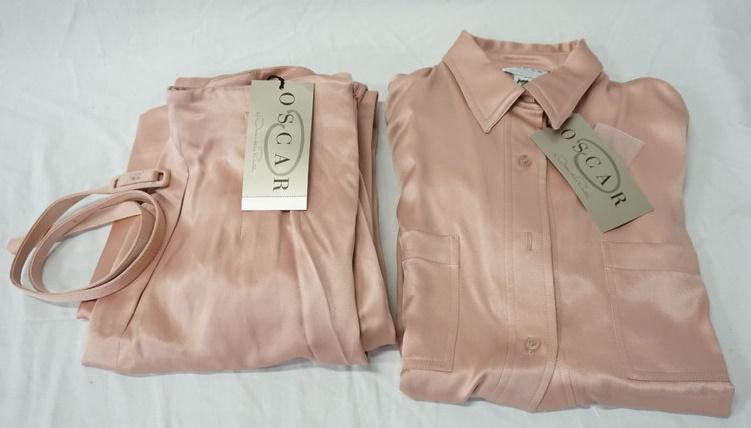 OSCAR DE LA RENTA SILK BLOUSE AND SLACKS WITH BELT (1 of 1)
