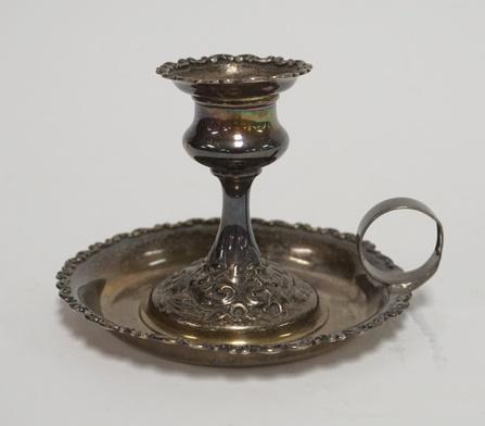 BAILY BANKS & BIDDLE STERLING SILVER CHAMBER: BAILY BANKS & BIDDLE STERLING SILVER CHAMBER CANDLESTICK 3 3/8 IN H 4 1/2 IN DIAMETER 3.025 TROY OUNCES
