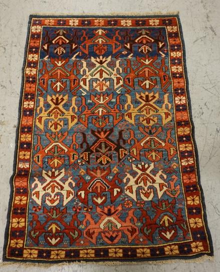 ANTIQUE ORIENTAL THROW RUG: ANTIQUE ORIENTAL THROW RUG 3 FT 2 IN X 4 FT 7 IN