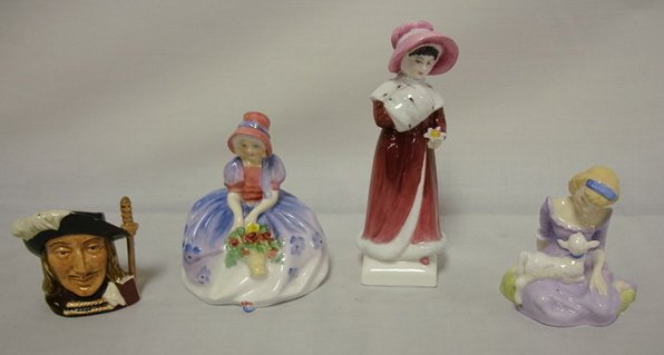4 PC ROYAL DOULTON; *MONICA*, *SOPHIE*, *MARY HAD: 4 PC ROYAL DOULTON; *MONICA*, *SOPHIE*, *MARY HAD A LITTLE LAMB* & SM TOBY *ARAMIS*; TALLEST 6 IN