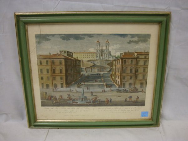 HAND COLORED ENGRAVING; EUROPEAN COURT SCENE; 20 3