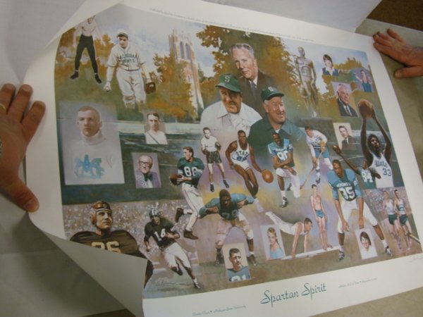 MICHIGAN STATE UNIVERSITY HALL OF FAME POSTER; CH: MICHIGAN STATE UNIVERSITY HALL OF FAME POSTER; CHARTER CLASS, 1992 W/KEY; ARTIST SIGNED S. PALMER