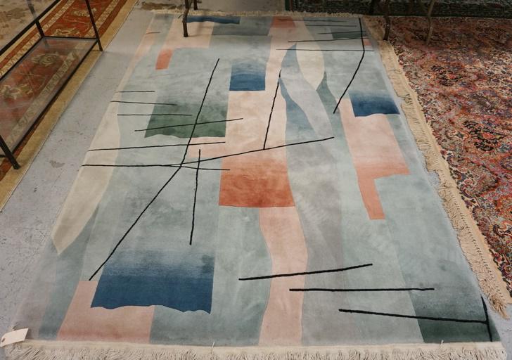 MODERN MULTI COLOR AREA RUG: MODERN MULTI COLOR AREA RUG, 5 FT 9 IN X 9 FT