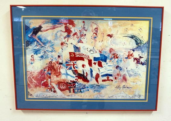 LEROY NEIMAN FRAMED PRINT GAMES OF THE XXI OLYMPIAD: LEROY NEIMAN FRAMED PRINT GAMES OF THE XXI OLYMPIAD, 36 IN X 26 1/4 IN AND BOOK OF BIG TIME GOLF