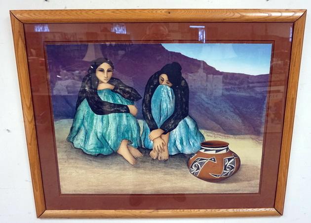 NATIVE AMERICAN WOMEN SIGNED R C GORMAN: NATIVE AMERICAN WOMEN LARGE SIGNED R C GORMAN MARKED PRESENTATION PROOF, IMAGE SIZE IS 36 IN X 26 1/2 IN