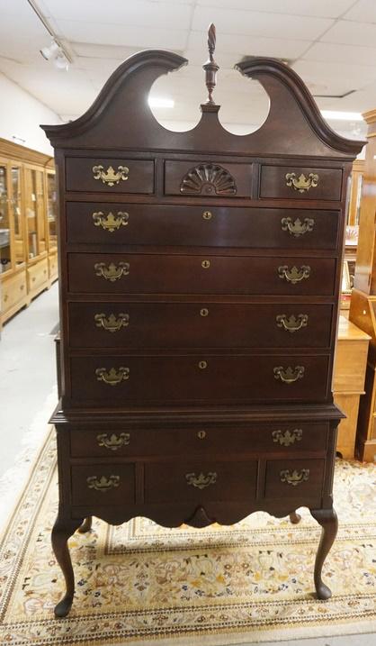 HICKORY CHAIR CO HIGHBOY: HICKORY CHAIR CO HIGHBOY, *HISTORIC JAMES RIVER*, 40 IN WIDE X 79 1/2 IN HIGH