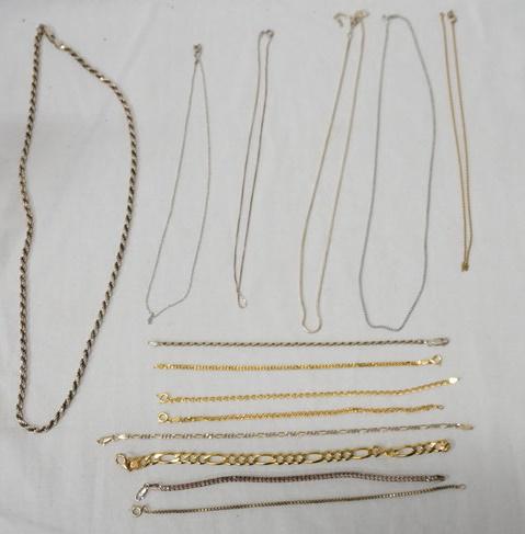 LOT OF STERLING SILVER CHAINS & BRACELETS (1 of 2)
