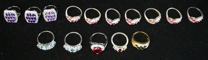 LOT OF 15 STERLING SILVER RINGS (1 of 5)
