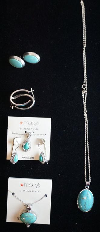 LOT OF STERLING SILVER & TURQUOISE JEWELRY (1 of 1)