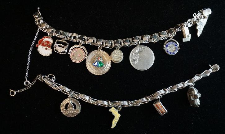 LOT OF 2 STERLING SILVER CHARM BRACLETS (1 of 1)