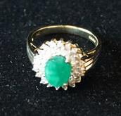14K GOLD EMERALD DIAMOND CLUSTER RING (1 of 4)
