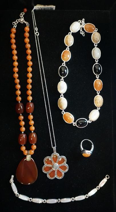 LOT OF ORANGE/PEACH STONED & STERLING JEWELRY (1 of 1)