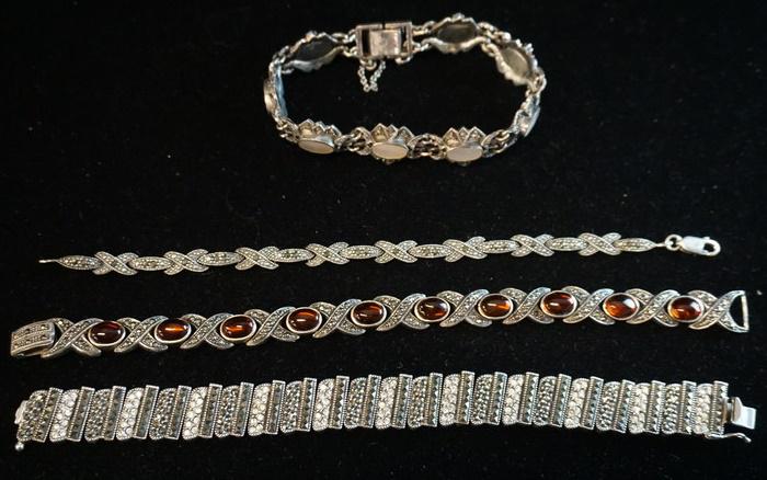 LOT OF 4 STERLING SILVER & MARCASITE BRACELETS (1 of 3)
