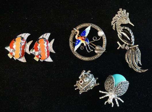 LOT OF 6 STERLING SILVER BROOCH PINS (1 of 5)