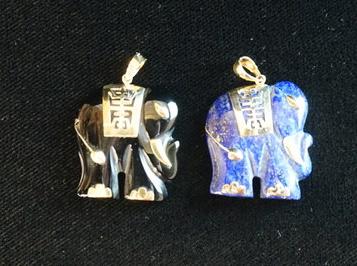 2 ELEPHANT PENDANTS W/ 14K GOLD TRIM (1 of 2)