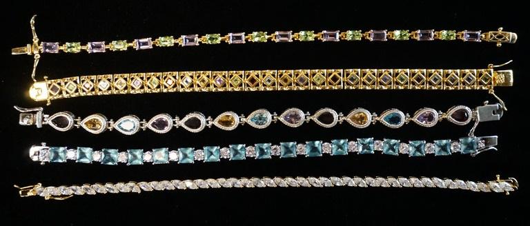 LOT OF 5 STERLING SILVER BRACELETS W/ COLORFUL (1 of 2)