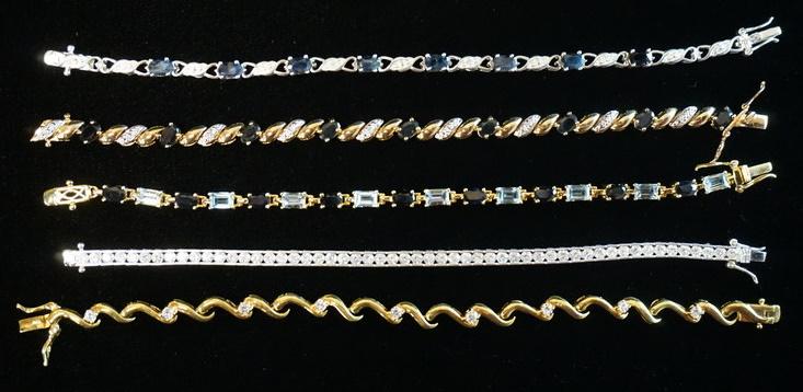 LOT OF 5 STERLING SILVER BRACELETS (1 of 2)