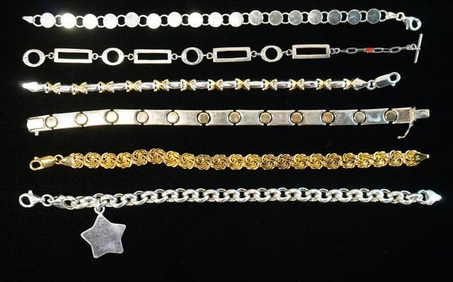 LOT OF 6 STERLING SILVER BRACELETS (1 of 2)