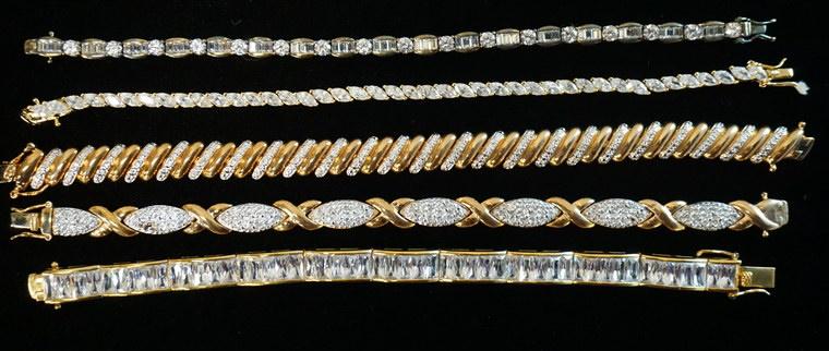 LOT OF FIVE STERLING SILVER BRACECLETS (1 of 2)