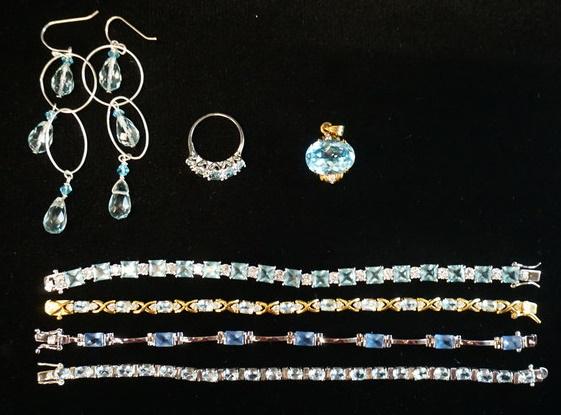 LOT OF STERLING SILVER JEWELRY W/ BLUE GEMSTONES (1 of 3)