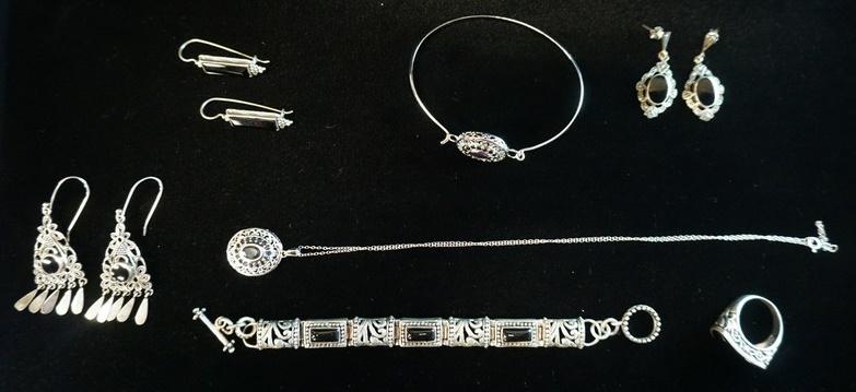 LOT OF STERLING SILVER & BLACK ONYX JEWELRY (1 of 6)