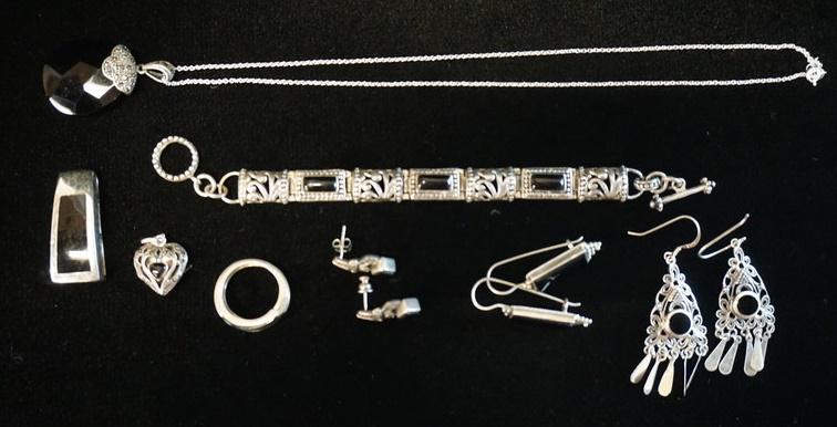 LOT OF STERLING SILVER & BLACK ONYX JEWELRY (1 of 5)