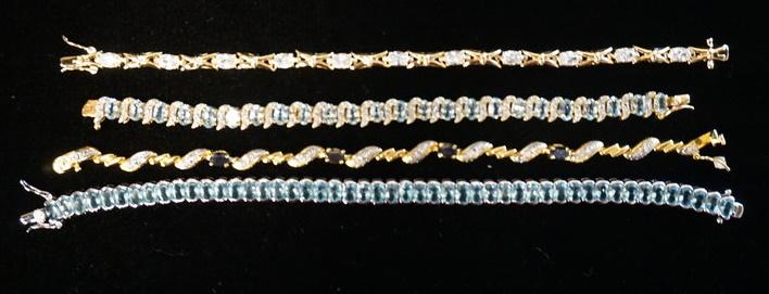 LOT OF 4 STERLING SILVER BRACELETS W/ GEMSTONES (1 of 2)