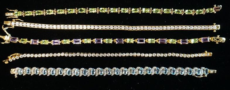 LOT OF 5 STERLING SILVER BRACELETS W/ COLORFUL (1 of 2)