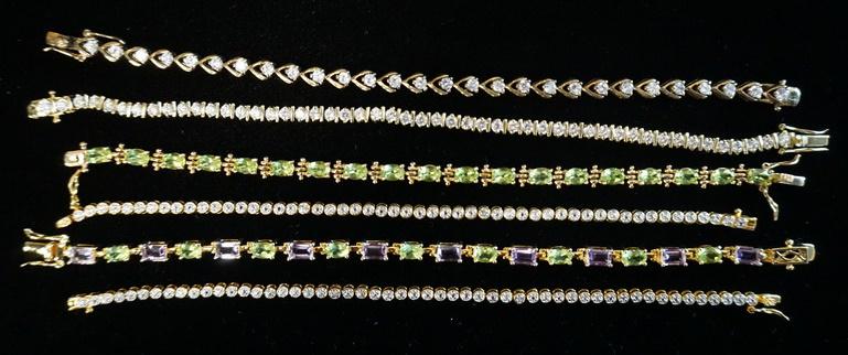 LOT OF 6 STERLING SILVER BRACELETS W/ COLORFUL (1 of 2)