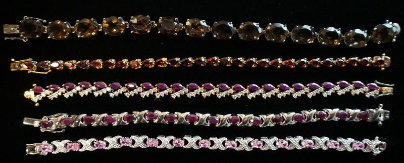 LOT OF 5 STERLING SILVER BRACELETS (1 of 2)