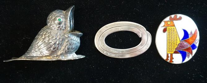 800 SILVER BIRD & STERLING SILVER PIN & PENDANT: 800 SILVER BIRD PLUS STERLING SILVER PIN & PENDANT