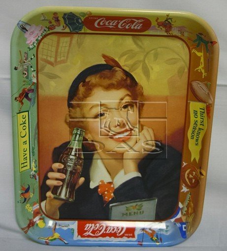 COCA COLA TRAY; *THIRST KNOWS NO SEASON*: COCA COLA TRAY; *THIRST KNOWS NO SEASON*, NEVER USED, *NEW OLD STOCK*; 10 1/2 IN X 13 1/4 IN