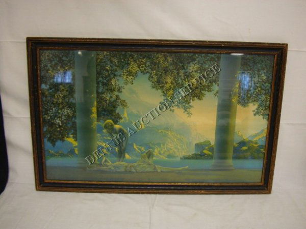 MAXFIELD PARRISH LARGE PRINT, DAYBREAK; IN ORIGIN: MAXFIELD PARRISH LARGE PRINT, DAYBREAK; IN ORIGINAL FRAME; 18 IN X 30 IN; CREASE LEFT CENTER