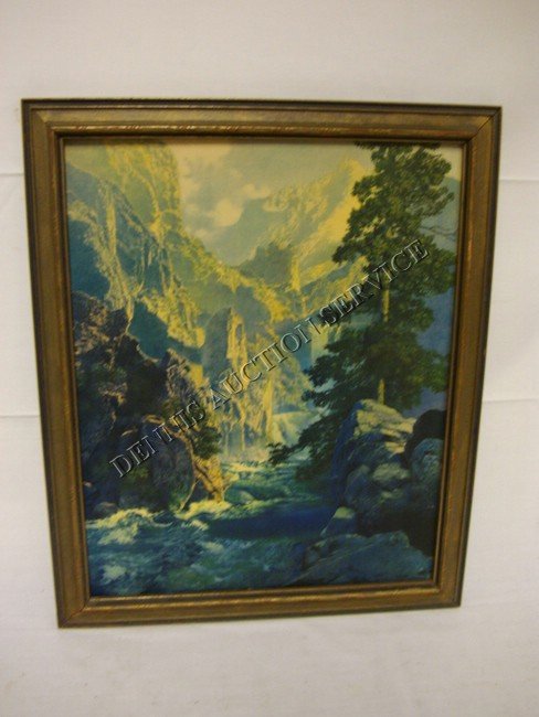 MAXFIELD PARRISH PRINT; THE GREAT GORGE, IN ORIGI: MAXFIELD PARRISH PRINT; THE GREAT GORGE, IN ORIGINAL FRAME; NO GLASS; SLIGHT SCRATCH; CENTER NEAR TOP; 15 1/2 IN X 19 1/2 IN