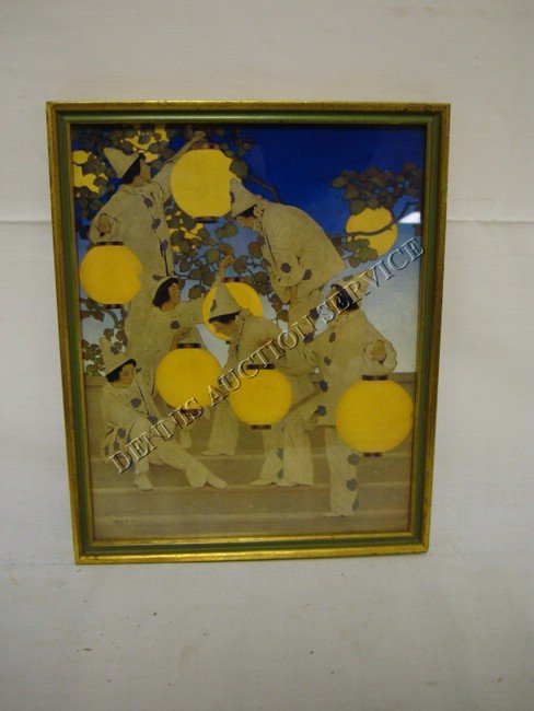 MAXFIELD PARRISH PRINT; THE LANTERN BEARERS; DODG: MAXFIELD PARRISH PRINT; THE LANTERN BEARERS; DODGE PUB CO; FRAMED; 9 IN X 11 1/2 IN