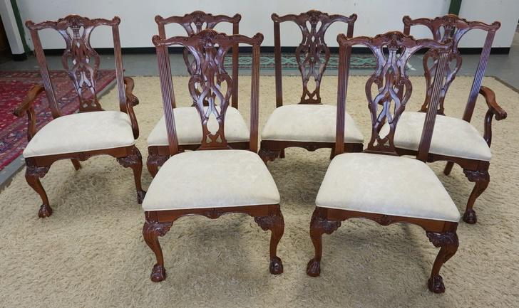 SET OF 6 STANLEY CHIPPENDALE STYLE DINING CHIARS: SET OF SIX STANLEY CHIPPENDALE STYLE DINING CHAIRS