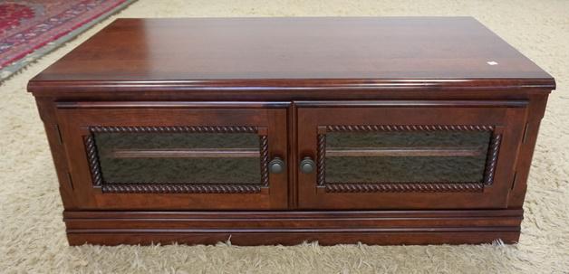 LOW CABINET W/ TWO GLASS DOORS: LOW CABINET W/ TWO GLASS DOORS 48 IN W 19 1/2 IN H
