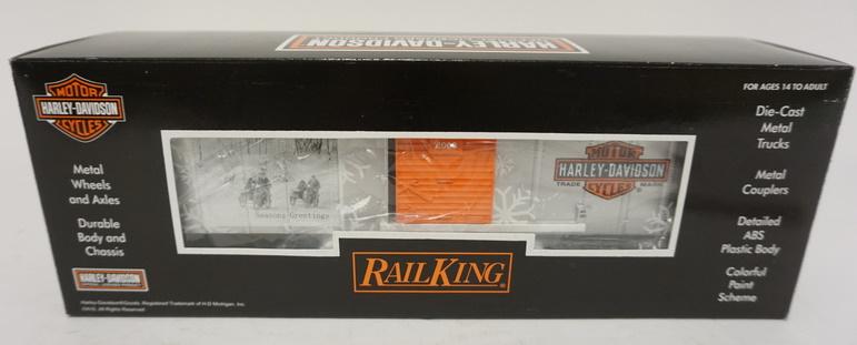 RAIL KING TRAIN HARLEY DAVIDSON CHRISTMAS BOX CAR: RAIL KING TRAIN HARLEY DAVIDSON CHRISTMAS BOX CAR