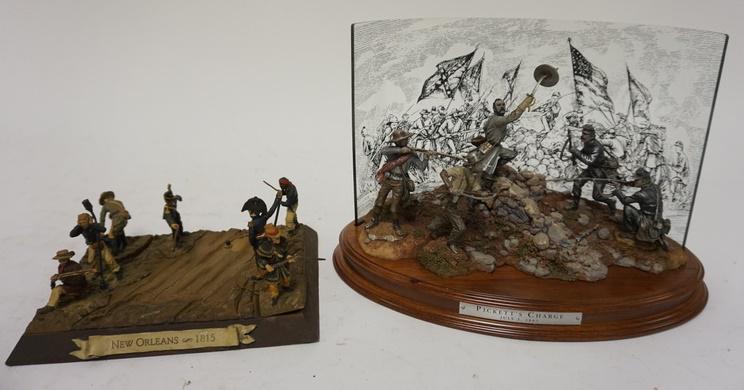 TOY CAST SOLDIERS DIORAMA: LOT OF CAST TOY SOLDIERS DIORAMA, PICKETTS CHARGE AND NEW ORLEANS 1815