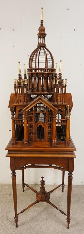 MAITLAND SMITH PALACE STYLE BIRD CAGE ON STAND: MAITLAND SMITH PALACE STYLE BIRD CAGE ON STAND, 72 IN HIGH