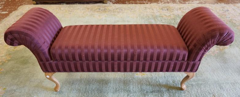UPHOLSTERED WINDOW BENCH: UPHOLSTERED WINDOW BENCH WITH STORAGE, 57 IN WIDE X 17 IN DEEP