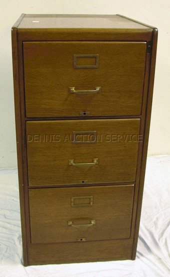 OAK 3 DRW FILE CABINET W/RECESSED PANELS; 42 IN H: OAK 3 DRW FILE CABINET W/RECESSED PANELS; 42 IN H, 20 3/4 IN W, 28 1/2 IN D