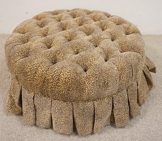 ETHAN ALLEN HOME INTERIORS TUFTED OTTOMAN: ETHAN ALLEN HOME INTERIORS TUFTED OTTOMAN, 36 ROUND, 15 1/2 IN HIGH