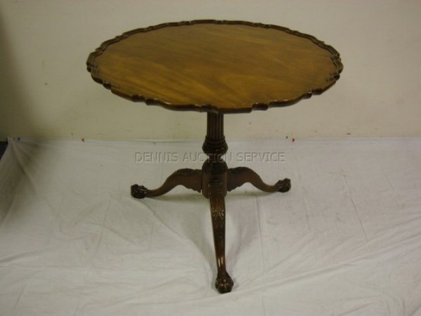 BAKER PIR CRUST BALL & CLA FOOT BIRD CAGE TILT TO: BAKER PIR CRUST BALL & CLA FOOT BIRD CAGE TILT TOP TEA TABLE; 29 IN H, 33 1/2 IN DIA