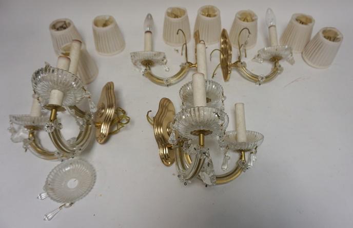 COLLECTION OF HANGING SCONCES INCLUDING PAIRS: COLLECTION OF HANGING SCONCES INCLUDING PAIRS, SINGLE & TRIPLE LIGHT