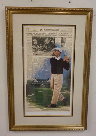 BEN HOGAN PRINT YEAR OF THE TRIPLE CROWN: BEN HOGAN PRINT YEAR OF THE TRIPLE CROWN, LIMITED EDITION #755 OF 950, DOUGLAS LONDON, PENCIL SIGNED