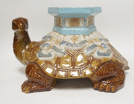 CERAMIC TURTLE GARDEN SEAT: CERAMIC TURTLE GARDEN SEAT 20 IN L 12 IN H