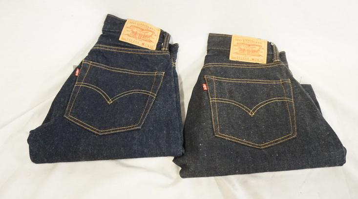 2 PAIRS OF SELVEDGE LEVI'S 551 ZXX JEANS W/ BIG E: TWO PAIRS OF VINTAGE USA MADE LEVI STRAUSS & COMPANY SELVEDGE 551 ZXX JEANS W/ BIG E. SIZES ARE W 28 X L 30 & W 27 X L34