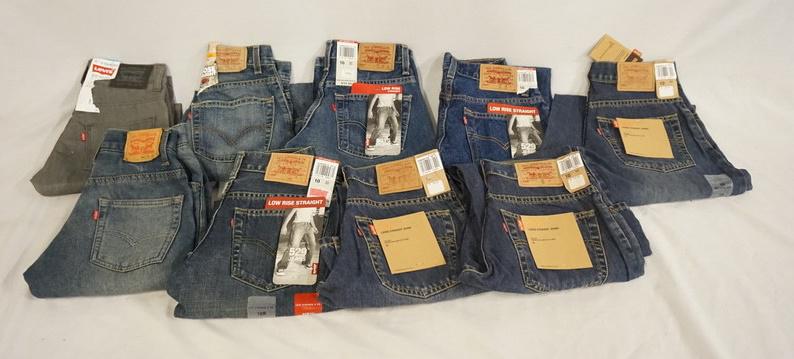 LOT OF 9 PAIRS OF LEVI'S JEANS. NEW W/ TAGS: LOT OF NINE PAIRS OF LEVI STRAUSS & COMPANY JEANS. NEW W/ TAGS. ALL ARE SIZE 10